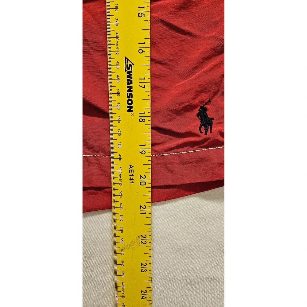 Vtg. Polo Ralph Lauren Mens Red Board Shorts Swim Trunks Cargo Pocket Size Med.